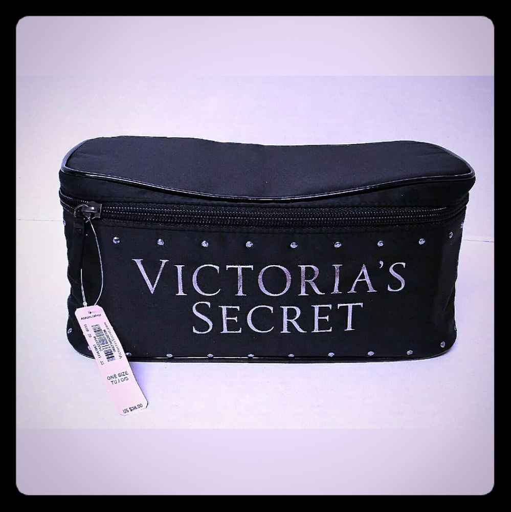 NWT- Victoria's Secret Black Satin Travel Case